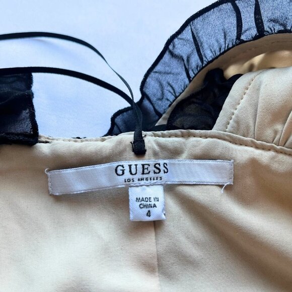 GUESS BLACK BEIGE CROCHET LACE CROPPED JUMPSUIT - 4 - Picture 2 of 8